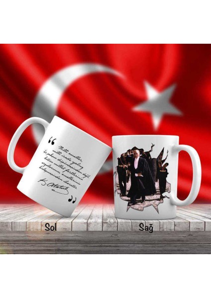 Pelerinli Mustafa Kemal Atatürk - Atatürk'ün Sözleri -Kupa Bardak