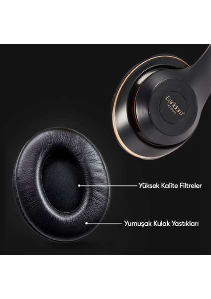 BH43 Katlanabilir Kafaüstü Bluetooth Kulaklık - Siyah modelleri