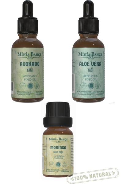 Avokado Yağı 30ML, Aloevera Yağı 30ML, Moringa Yağı 10ML, %100SAF