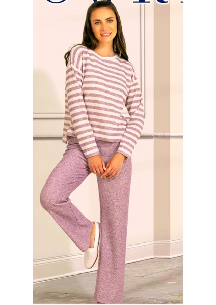 Kışlık Örme Uzun Kol Kadın Pijama Takımı