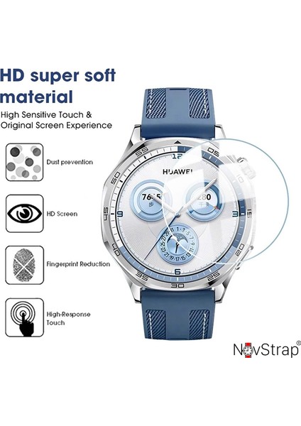 Huawei Watch Gt5 46MM ile Uyumlu Ekran Koruyucu 9h Temperli Cam Kolay Uygulama Aparatlı