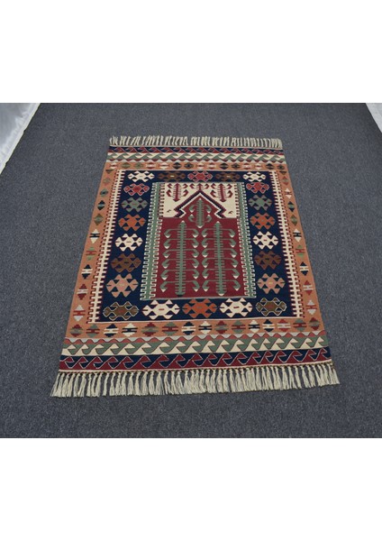 Yeni El Dokuma Farklı Otantik Balıkesir Yörük Yün Kilim 5219