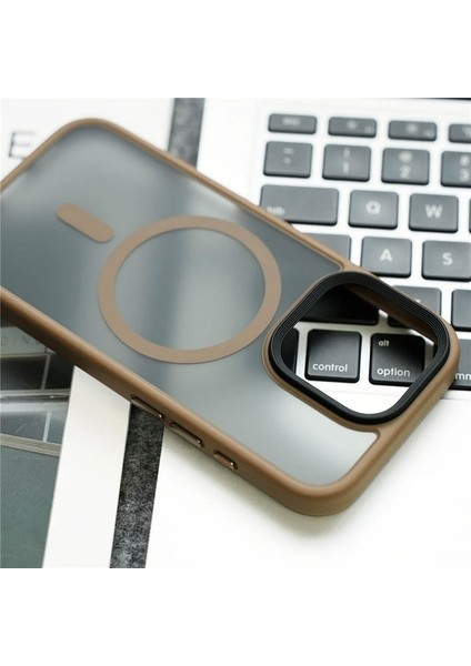 Apple iPhone 15 Uyumlu Kılıf Zebana Fros Silikon Kılıf (Kablosuz Şarj Destekli) Desert Titanyum modelleri