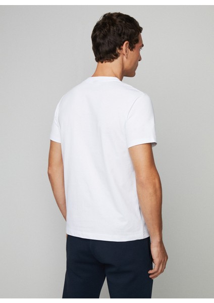 Bisiklet Yaka Beyaz Erkek T-Shirt HM500713 modelleri