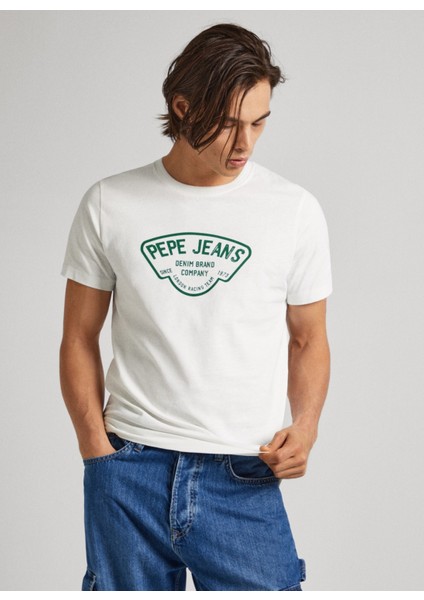 Bisiklet Yaka Baskılı Ekru Erkek T-Shirt PM509381 803 Cherry fiyatları