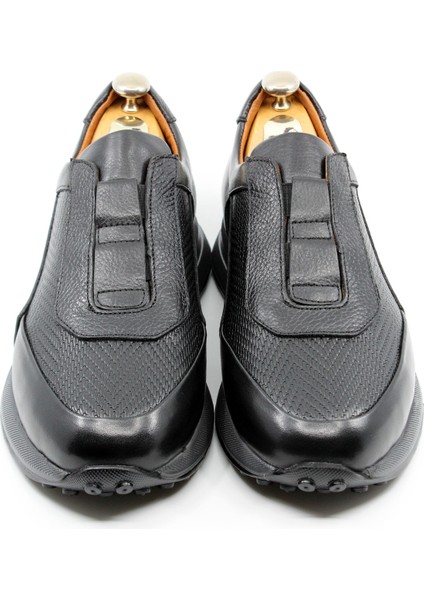 Deri Hafif Lastikli Siyah Sneaker Sport Erkek Günlük Ayakkabı 25086 fiyatları