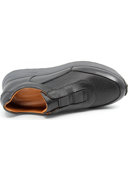 Deri Hafif Lastikli Siyah Sneaker Sport Erkek Günlük Ayakkabı 25086 fırsatları