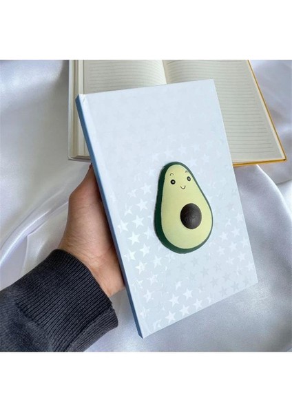 Kişiye Özel Sevimli Avokado Squishy Defter ve 7 Renk Değiştiren Alarmlı Dijital Küp Saat