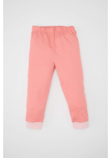 Kız Bebek Pijama Takımı Bisiklet Yaka Baskılı Uzun Kollu Üst Beli Lastikli Alt D3441A524AU