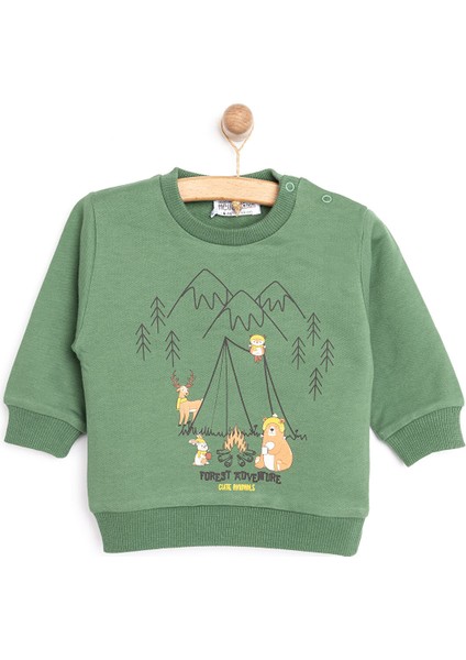 Basic Az Şardonlu Kamp Temalı Sweatshirt Erkek Bebek