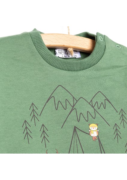 Basic Az Şardonlu Kamp Temalı Sweatshirt Erkek Bebek modelleri