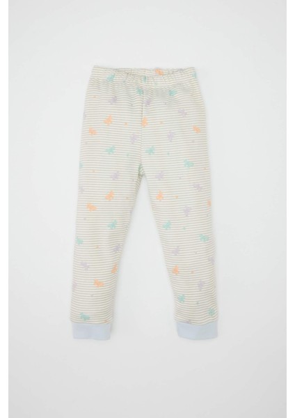 Kız Bebek Pijama Takım Kelebek Desenli Bisiklet Yaka Uzun Kollu Üst Beli Lastikli Uzun Alt D3440A524WN