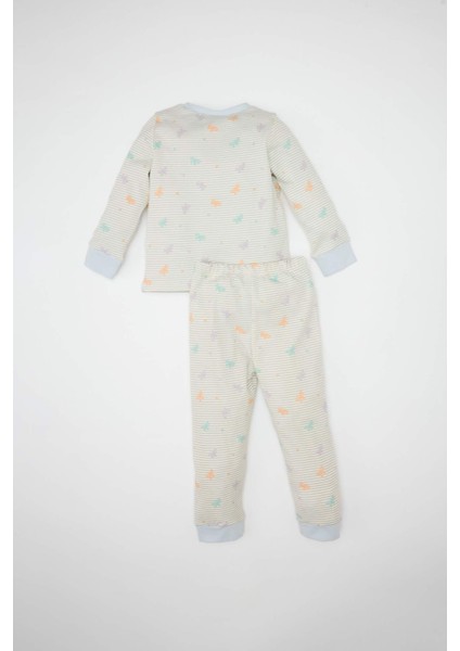 Kız Bebek Pijama Takım Kelebek Desenli Bisiklet Yaka Uzun Kollu Üst Beli Lastikli Uzun Alt D3440A524WN
