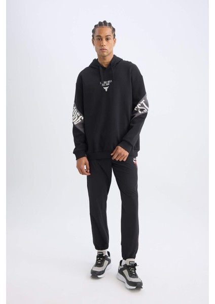 DeFactoFit Sporcu Jogger Eşofman Altı NBA Chicago Bulls Slim Fit Dar Kesim Cepli Lastikli Paça D5631AX24AU