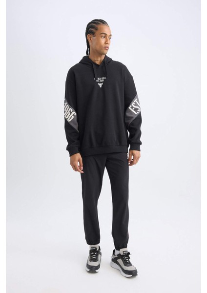 DeFactoFit Sporcu Jogger Eşofman Altı NBA Chicago Bulls Slim Fit Dar Kesim Cepli Lastikli Paça D5631AX24AU