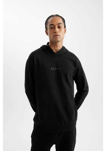 Fit Standart Fit Kapüşonlu Baskılı Sporcu Sweatshirt D6826AX24AU