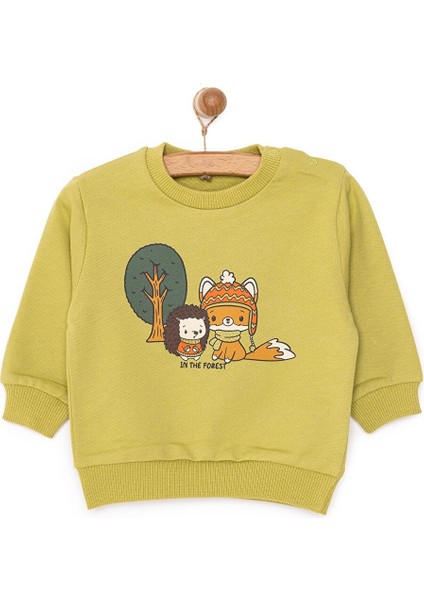 HelloBaby Basic Az Şardonlu Tilki Desenli Sweatshirt Erkek Bebek