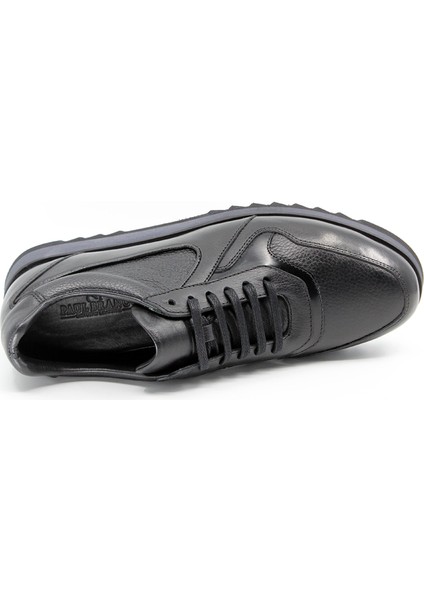 Deri Hafif Taban Bağcıklı Siyah Sneaker Spor Erkek Günlük Ayakkabı 25095 fırsatları