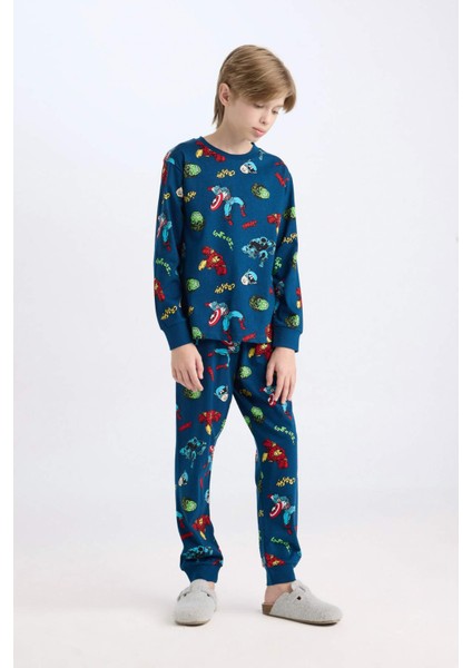 Erkek Çocuk Pijama Takım Marvel Comics Uzun Kollu Üst Beli Lastikli Uzun Alt D6328A824WN