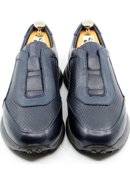 Deri Hafif Lastikli Lacivert Sneaker Sport Erkek Günlük Ayakkabı 25086 fiyatları