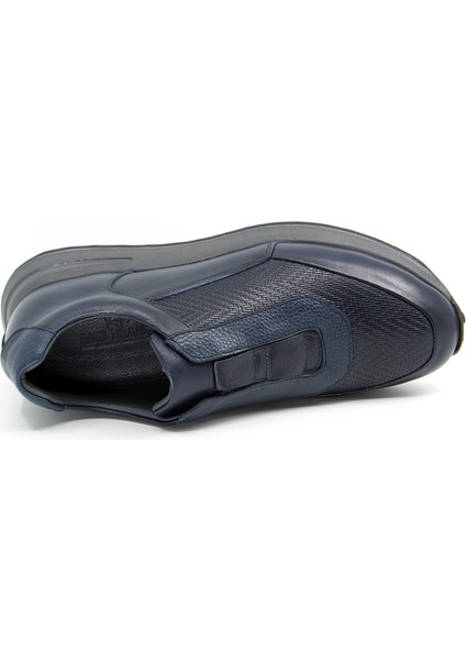 Deri Hafif Lastikli Lacivert Sneaker Sport Erkek Günlük Ayakkabı 25086 fırsatları