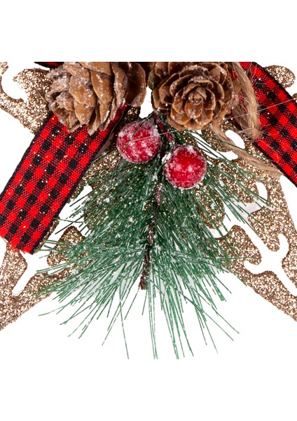 Yılbaşı Ağaç Süsü Yılbaşı Dekorlu Simli Yıldız Gold 12X13 Cm. modelleri