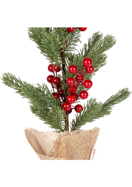 Yılbaşı Süsü Masa Çamı Kırmızı Berry'li Yeşil 18X37 Cm. fiyatları