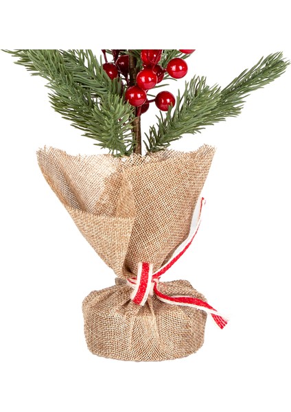 Yılbaşı Süsü Masa Çamı Kırmızı Berry'li Yeşil 18X37 Cm. modelleri
