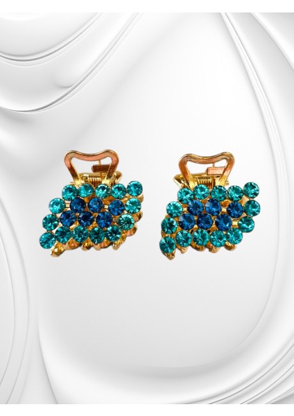 Galata Gift Renkli, Taşlı, Saç Tokası, Kıskaçlı, Rose Gold Metal, 2,5 Cm, Zirkon Taşlı, Sağlam, Şık Toka