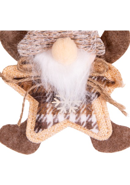 Yılbaşı Süsü Noel Baba Yıldız Figürlü Kahverengi 13X17 Cm. modelleri