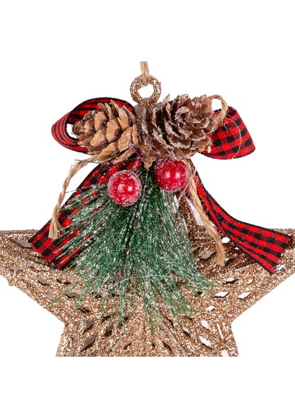 Yılbaşı Ağaç Süsü Yılbaşı Dekorlu Simli Yıldız Gold 12X13 Cm. fiyatları