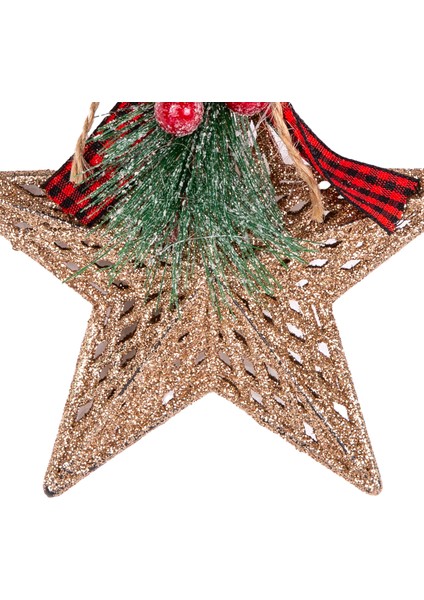 Yılbaşı Ağaç Süsü Yılbaşı Dekorlu Simli Yıldız Gold 12X13 Cm. modelleri
