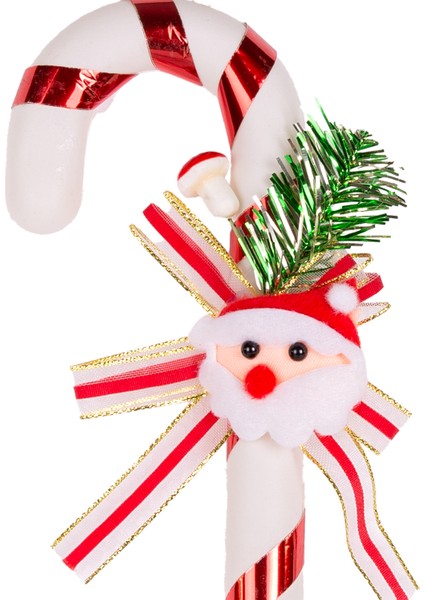 Yılbaşı Süsü Yılbaşı Dekorlu Noel Baba Figürlü Kırmızı-Beyaz 8X29 Cm. fiyatları