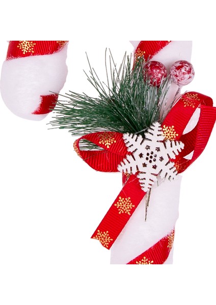 Yılbaşı Süsü Yılbaşı Dekorlu Baston Kırmızı-Beyaz 9X21 Cm. fiyatları