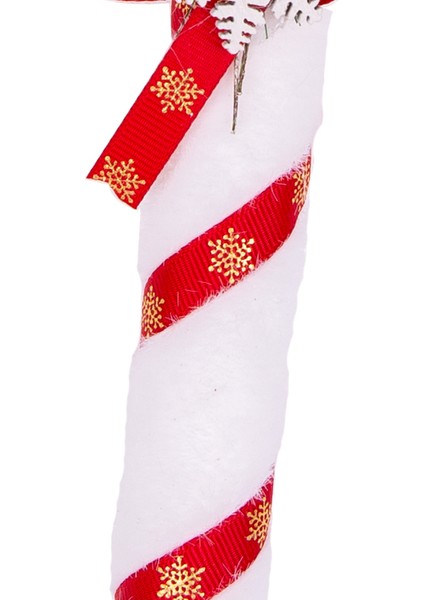 Yılbaşı Süsü Yılbaşı Dekorlu Baston Kırmızı-Beyaz 9X21 Cm. modelleri