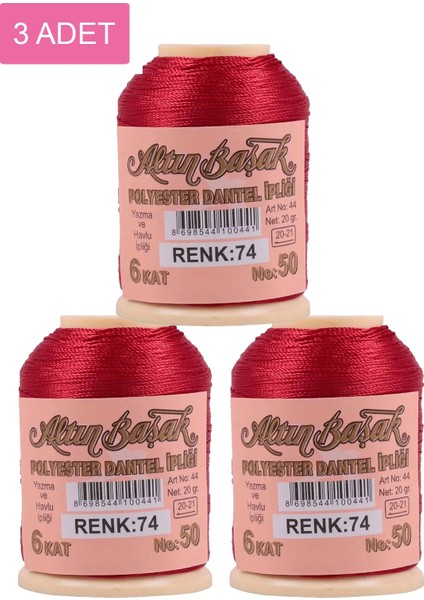 3 Adet Oya ve Dantel Ipi 20 gr - No: 074