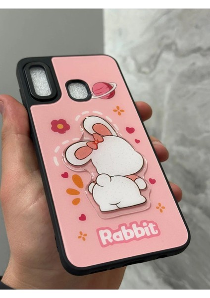 Samsung Galaxy A20 ve A30 Kılıf Parlak Neon Renkli Kabartma Emoji Teddy Bear Baby Rabbit Cat Sticker