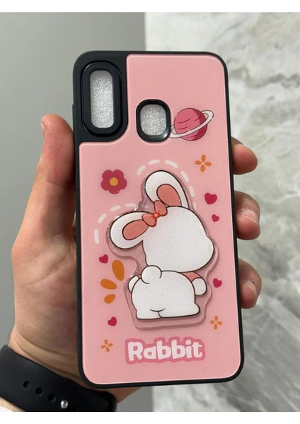 Samsung Galaxy A20 ve A30 Kılıf Parlak Neon Renkli Kabartma Emoji Teddy Bear Baby Rabbit Cat Sticker