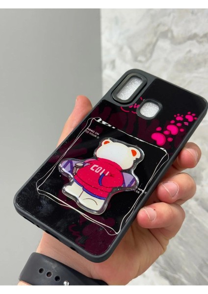 Samsung Galaxy A20 ve A30 Kılıf Parlak Neon Renkli Kabartma Emoji Teddy Bear Baby Rabbit Cat Sticker