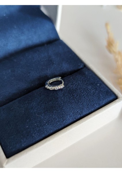 Cerrahi Çelik Gümüş Zirkon Taşlı Halka Piercing , Tragus
