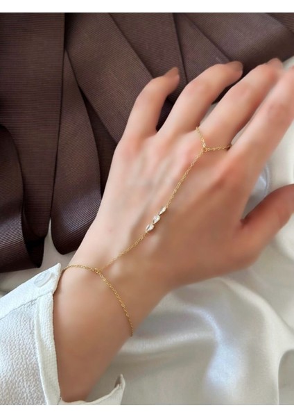 Çelik Gold Sıralı Damla Taşlı Şahmeran