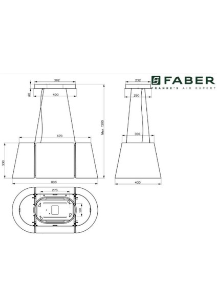 Faber Beat Xl Bk Matt F80 Ada Davlumbaz