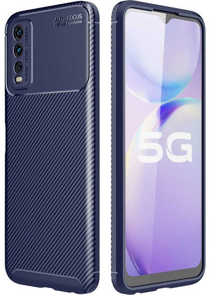 Vivo Y11S Kılıf Negro Karbon Desen Silikon + Ekran Koruyucu