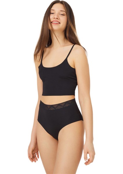 Basic Yüksek Bel Lazer Kesim Bikini Külot 3'lü Paket - 3