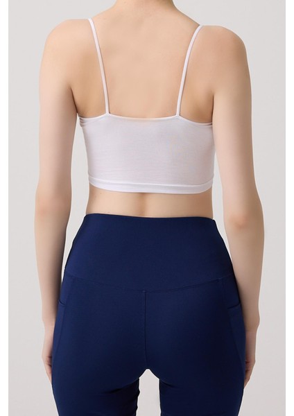 Pamuklu İnce Askılı Kadın Crop Top Büstiyer 2'li Paket