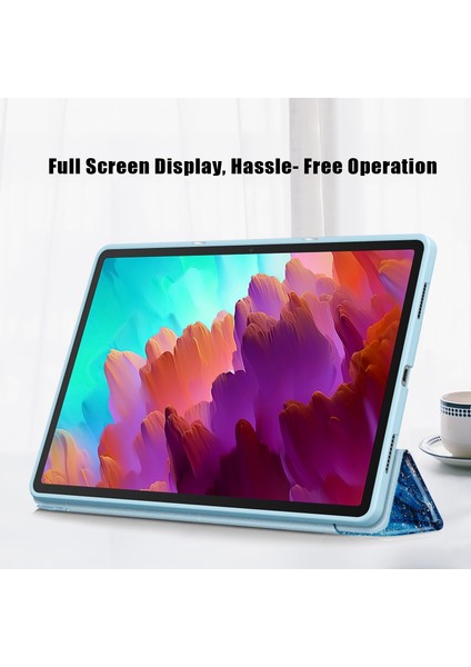 Lenovo Tab P12 12.7 P12 Pro 2. Nesil 3 Katlı Deri Tablet Kılıfı (Yurt Dışından)