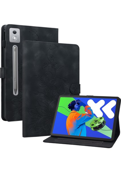 Lenovo Tab P12 12.7 2025 Kabartmalı Deri Tablet Kılıfı (Yurt Dışından)