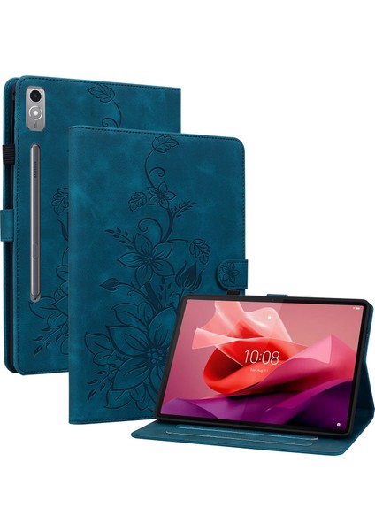 Lenovo Tab P12 12.7 Kabartmalı Deri Tablet Kılıfı (Yurt Dışından)