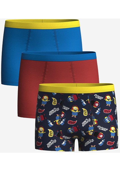 Lcw Kids Lacivert Baskılı Baskılı Erkek Çocuk Boxer 3'lü