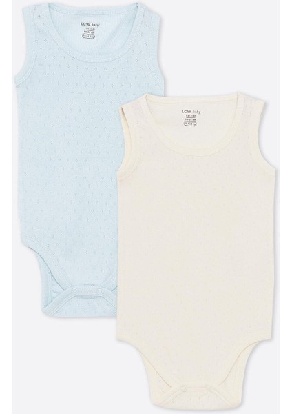 Lcw Baby Açık Mavi Bisiklet Yaka Basic Erkek Bebek Çıtçıtlı Body 2'li